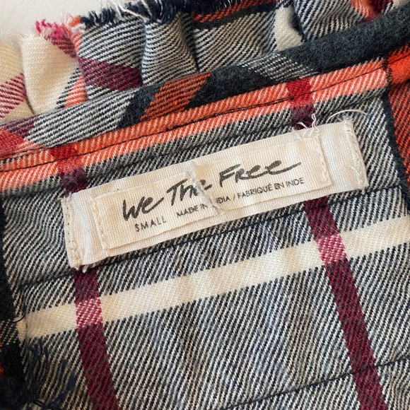 We The Free Always Forever Plaid Fringe Collar Button Up Top Size Small - Picture 7 of 15